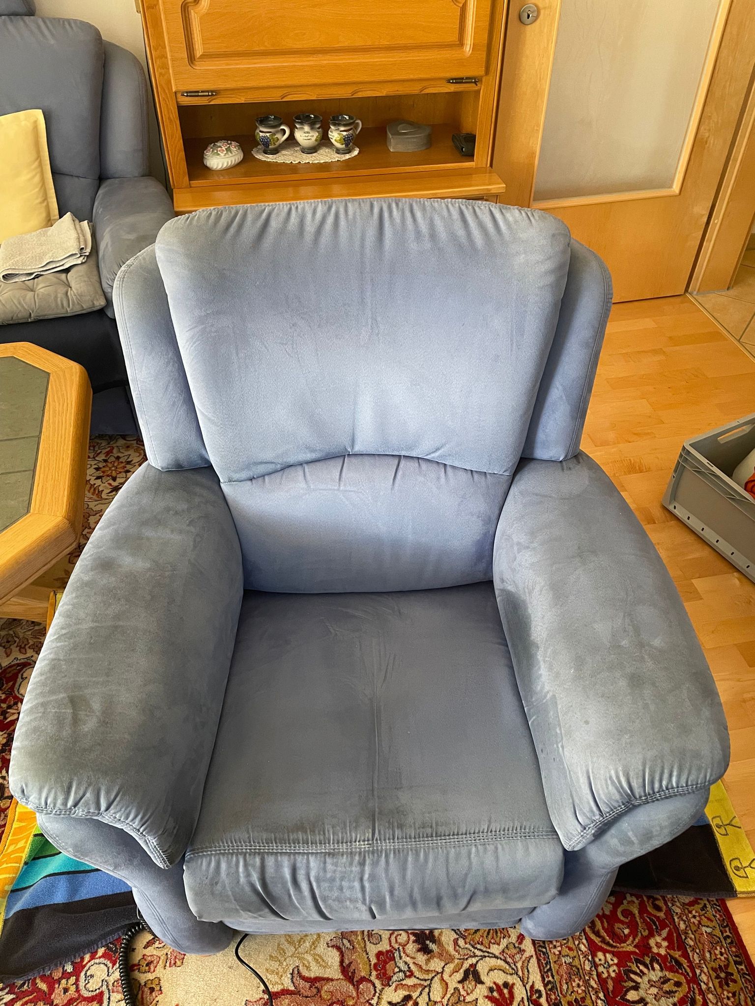 Vorher: Sessel · Stoff